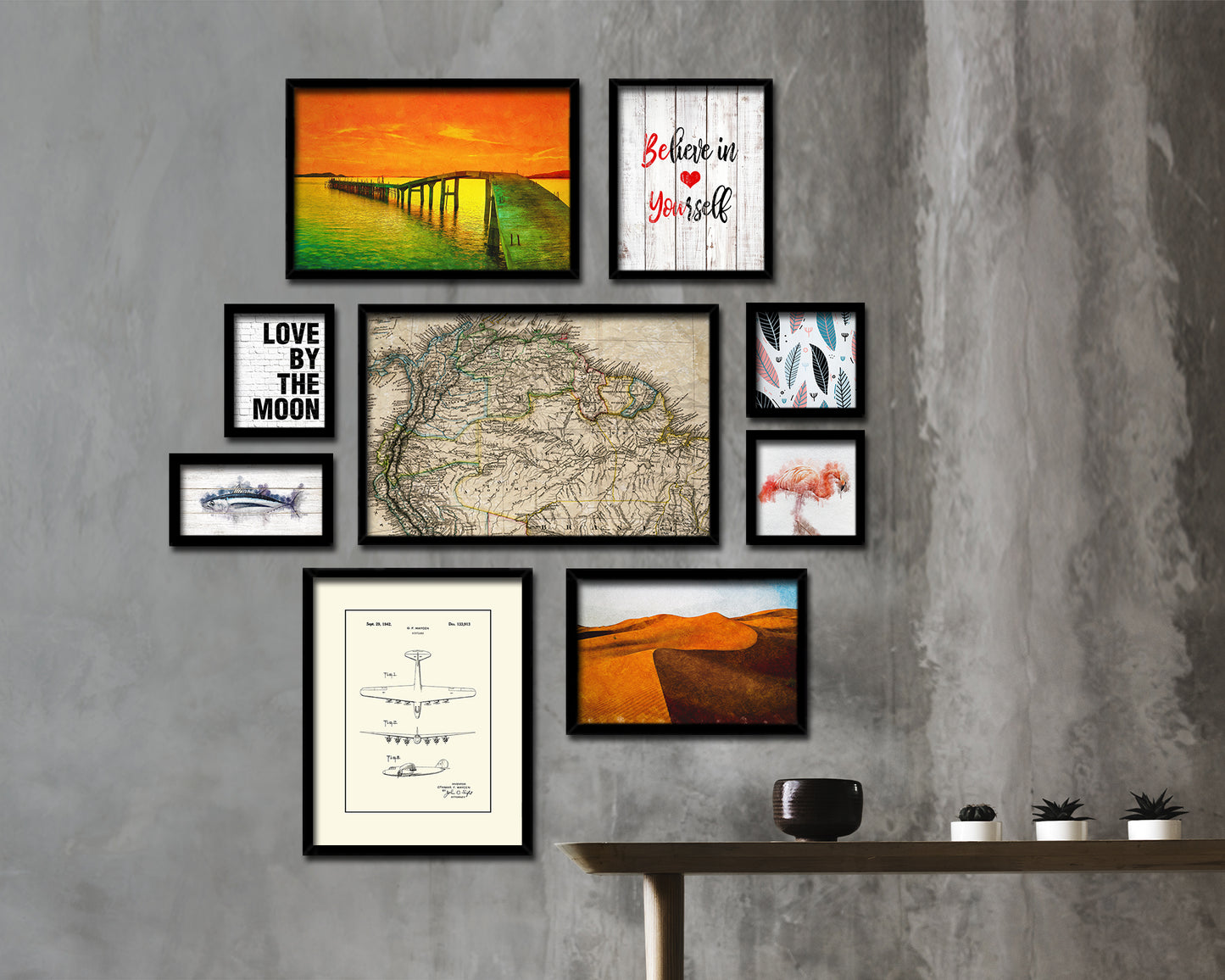 Venezuela Colombia Brazil Historical Map Framed Print Art Wall Decor Gifts