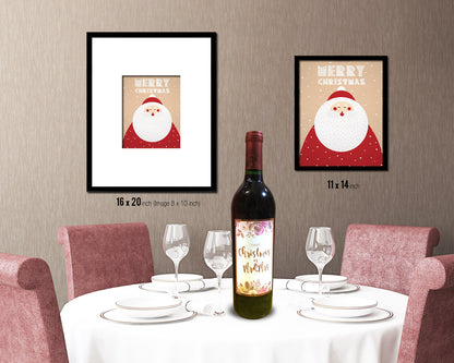Merry Christmas Santa Holiday Season Gifts Wood Framed Print Home Decor Wall Art