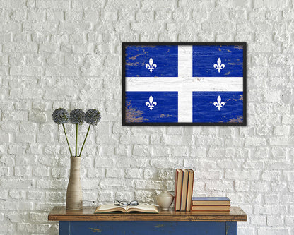 Quebec City Canada Shabby Chic Flag Framed Prints Decor Wall Art Gifts