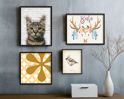 Gray Kitten Cat Kitten Portrait Framed Print Pet Home Decor Custom Watercolor Wall Art Gifts
