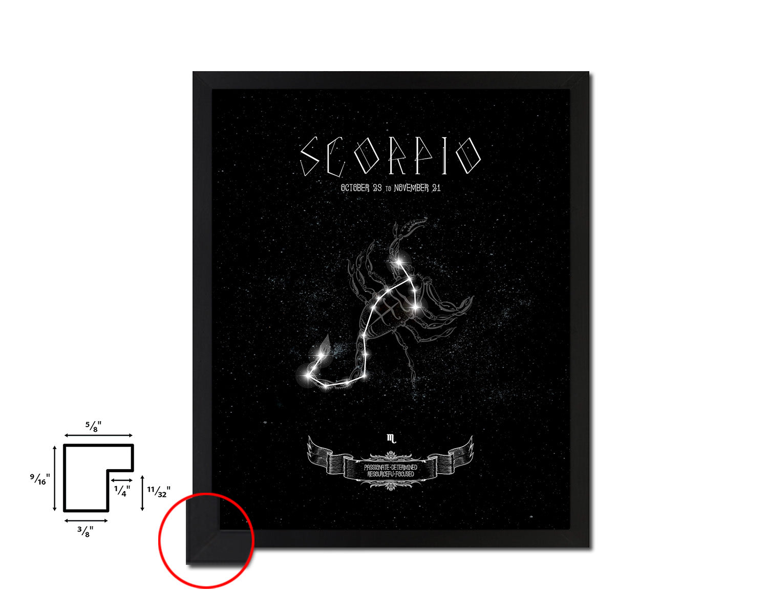 Scorpio Astrology Prediction Yearly Horoscope Wood Framed Paper Print Wall Art Decor Gifts