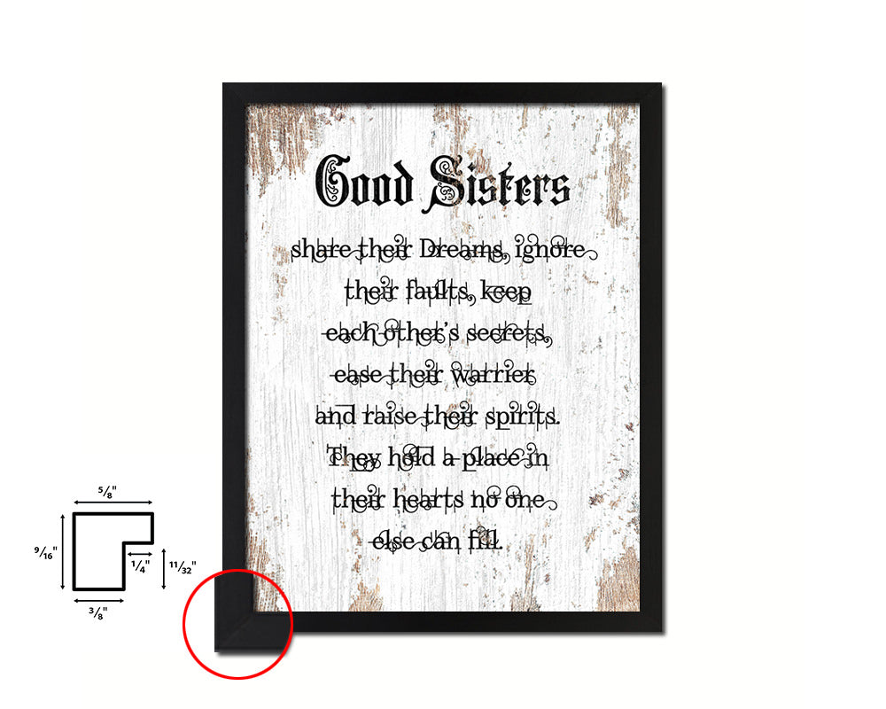 Good Sisters share their dreams Quote Framed Print Home Decor Wall Art Gifts