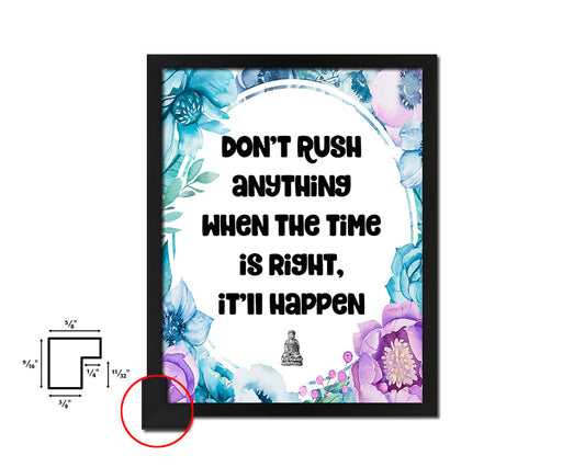 Don't rush anything when the time is right Quote Boho Flower Framed Print Wall Decor Art