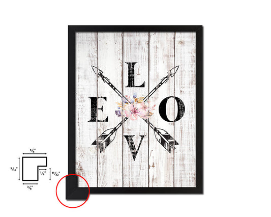LOVE White Wash Quote Framed Print Wall Decor Art