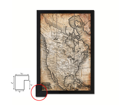 Spain Portugal and France Antique Map Wood Framed Print Art Wall Decor Gifts