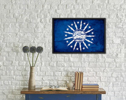 Buffalo City New York State Vintage Flag Wood Framed Prints Decor Wall Art Gifts