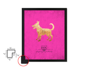 Dog Chinese Zodiac Character Black Framed Art Paper Print Wall Art Decor Gifts, Pink