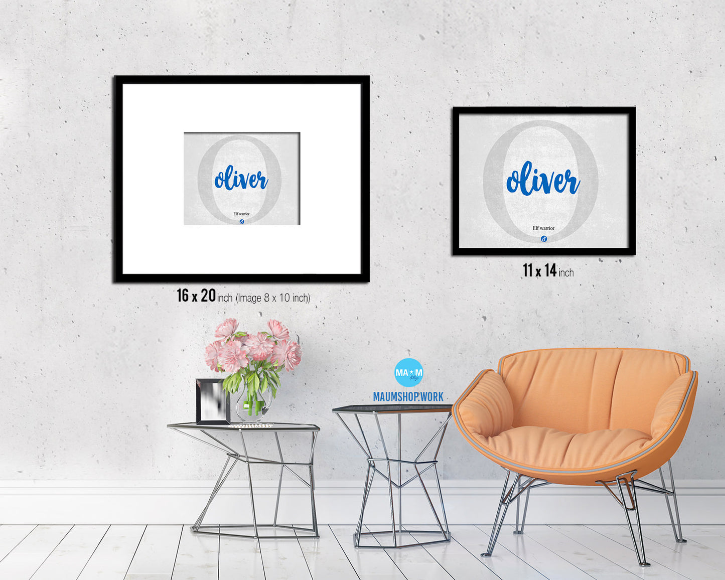 Oliver Personalized Biblical Name Plate Art Framed Print Kids Baby Room Wall Decor Gifts