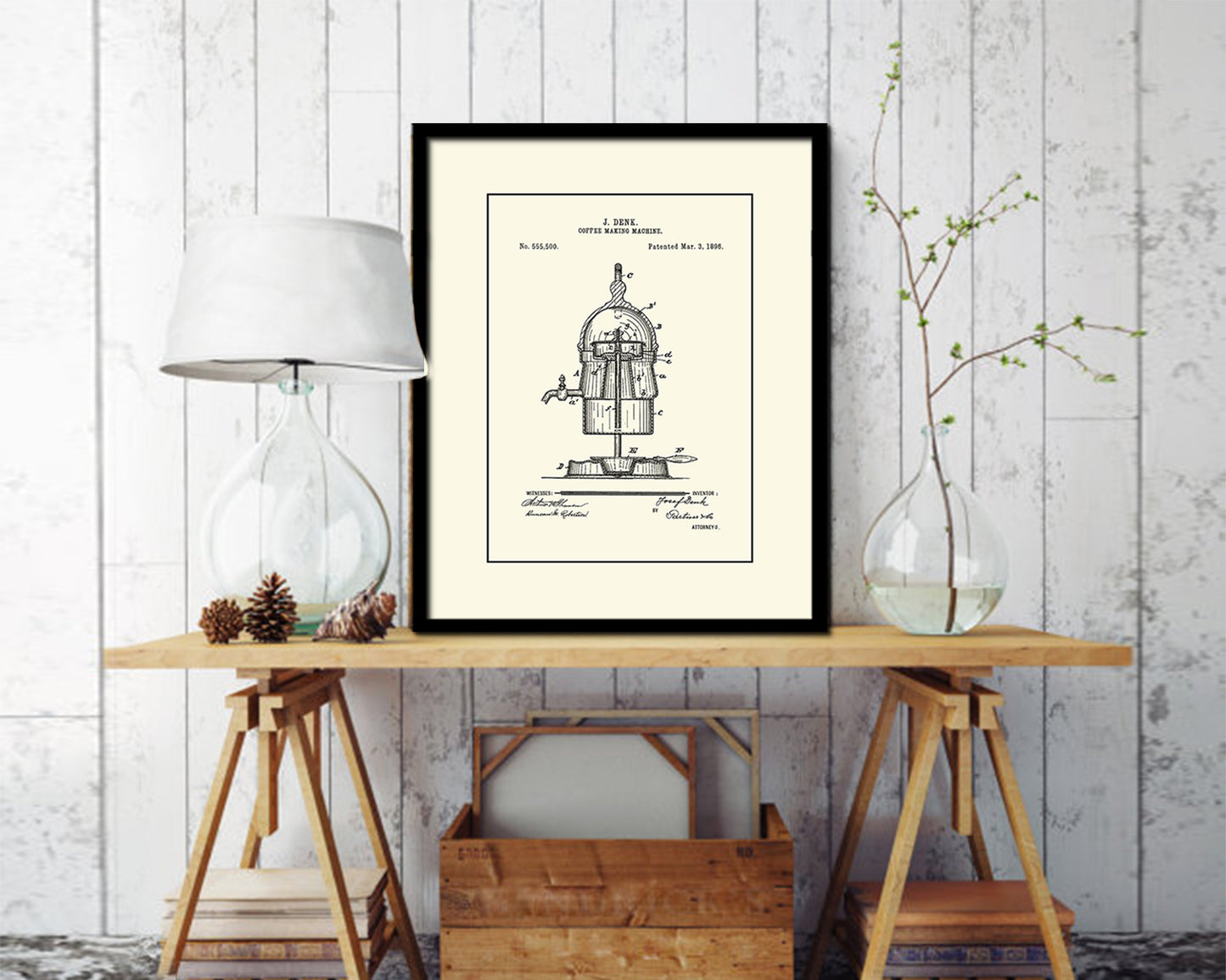 Making Machine Coffee Vintage Patent Artwork Black Frame Print Wall Art Decor Gifts