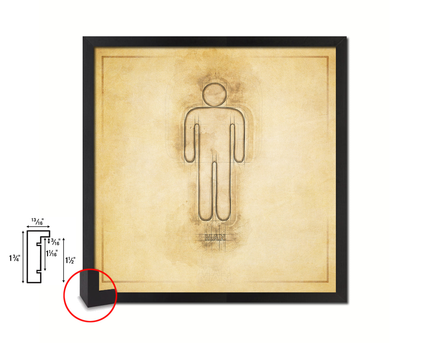 Man Punctuation Symbol Framed Print Home Decor Wall Art English Teacher Gifts