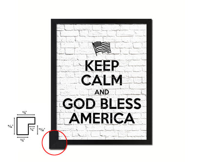 Keep calm and God bless America Quote Framed Print Home Decor Wall Art Gifts