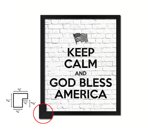 Keep calm and God bless America Quote Framed Print Home Decor Wall Art Gifts