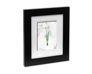 Narcissus Cheerfulness Marble Texture Plants Art Wood Framed Print Wall Decor Gifts