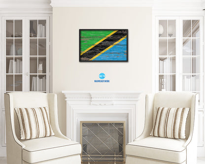 Tanzania Country Wood Rustic National Flag Wood Framed Print Wall Art Decor Gifts
