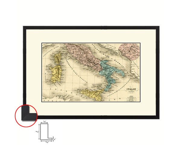 Italy and Rome Old Map Framed Print Art Wall Decor Gifts