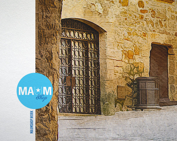 Costa Brava Spain Mediterranean village Pals Landscape Painting Print Art Frame