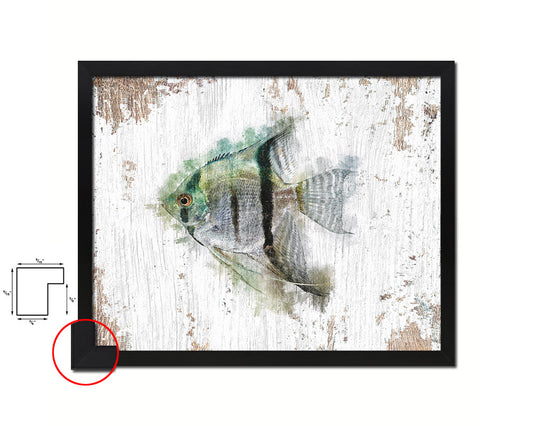 Silver Angelfish Framed Print Modern Restaurant Sushi Bar Modern Watercolor Wall Art Decor