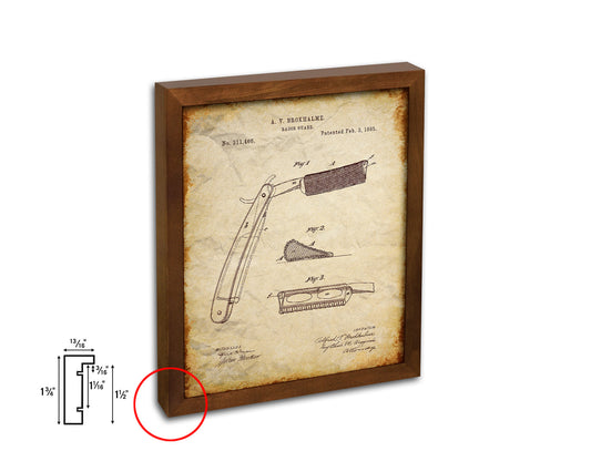 Razor Guard Barbershop Vintage Patent Artwork Walnut Frame Print Wall Art Decor Gifts