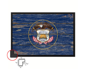 Utah State Rustic Flag Wood Framed Paper Prints Wall Art Decor Gifts