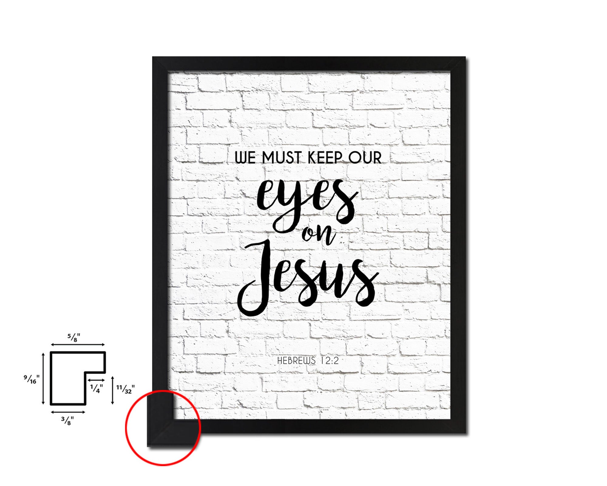 We must keep our eyes on Jesus, Hebrews 12:2 Quote Framed Print Home Decor Wall Art Gifts