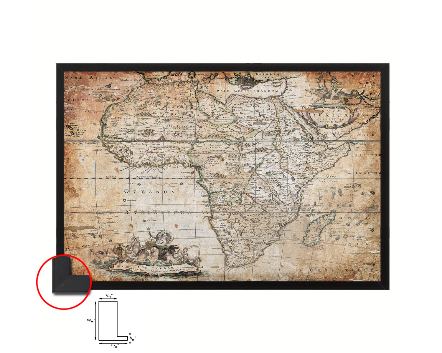 Africa Willem Blaeu Amsterdam 1635 Antique Map Framed Print Art Wall Decor Gifts