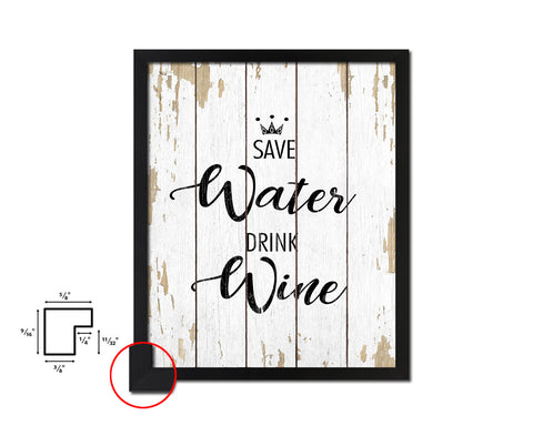 Save water drink wine Words Wood Framed Print Wall Decor Art Gifts