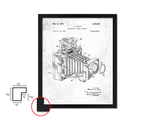 Bing Photographic Accessory Camera Vintage Patent Artwork Black Frame Print Gifts