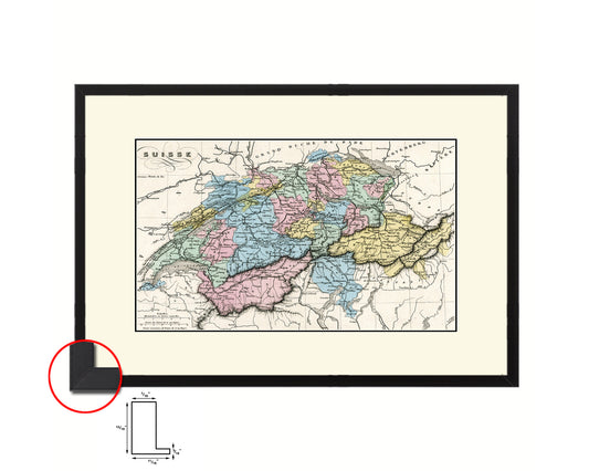 Switzerland 1860 Old Map Framed Print Art Wall Decor Gifts