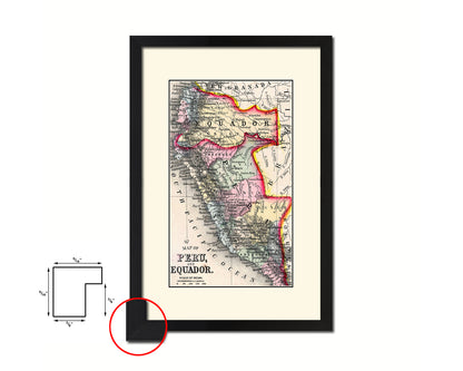 Peru Old Map Wood Framed Print Art Wall Decor Gifts
