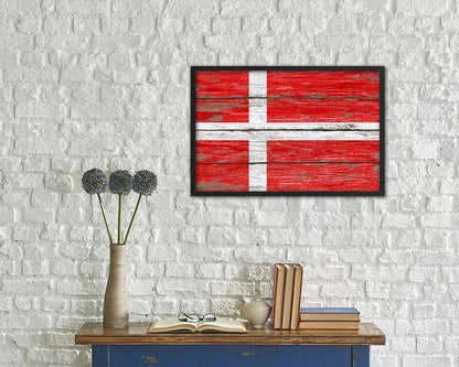 Denmark Country Wood Rustic National Flag Wood Framed Print Wall Art Decor Gifts