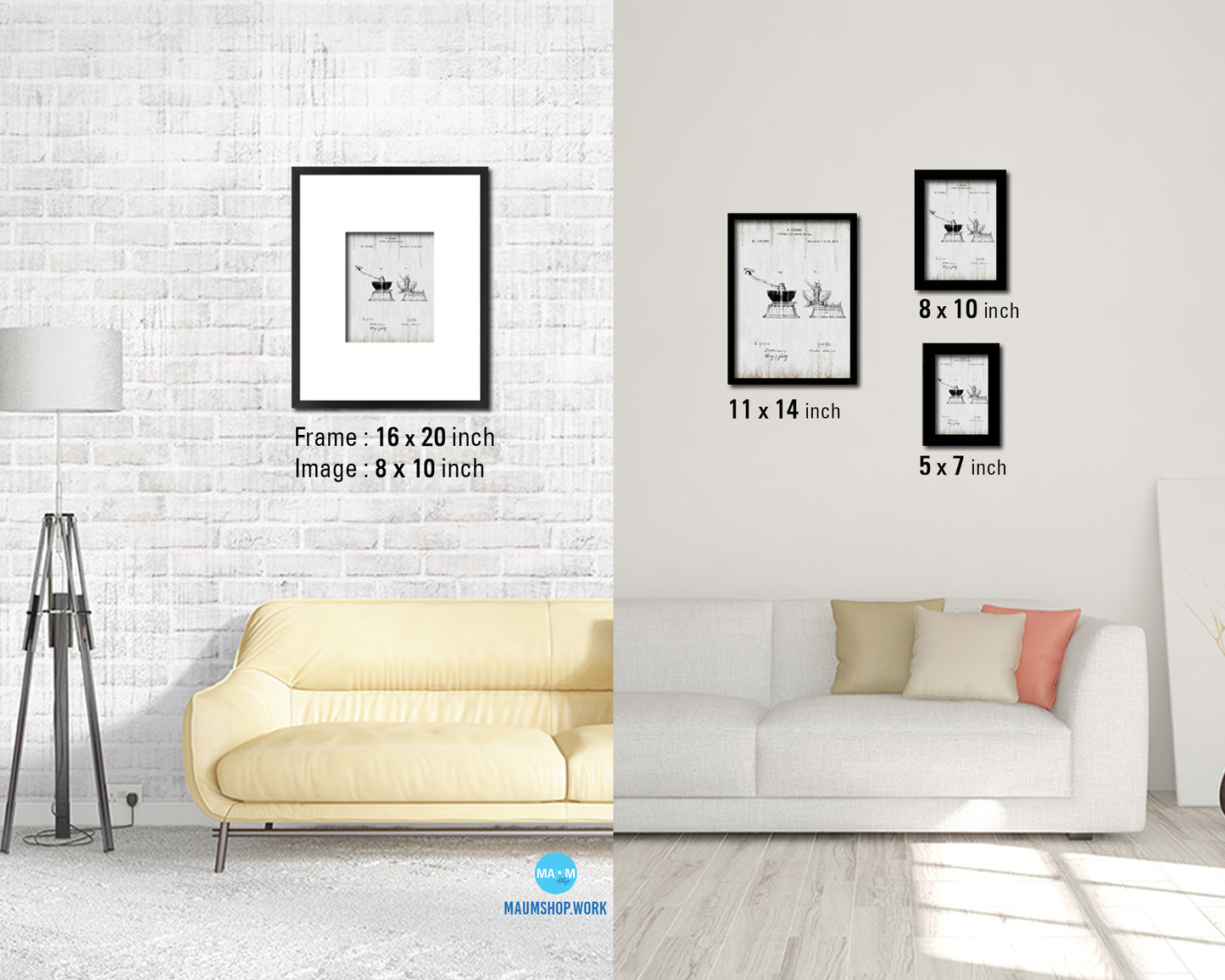 Spice Mills 1876 Coffee Vintage Patent Artwork Black Frame Print Wall Art Decor Gifts