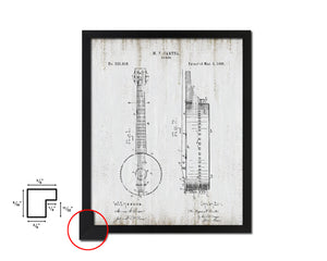 Banjo Music Vintage Patent Artwork Black Frame Print Wall Art Decor Gifts