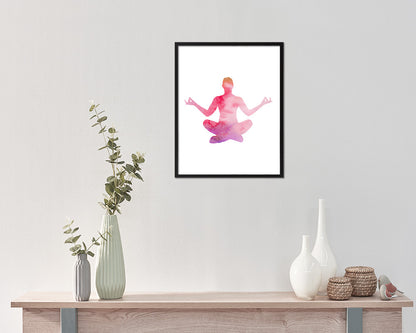 Fire Log Pose Yoga Wood Framed Print Wall Decor Art Gifts
