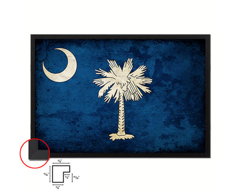 South Carolina State Vintage Flag Wood Framed Paper Print Wall Art Decor Gifts