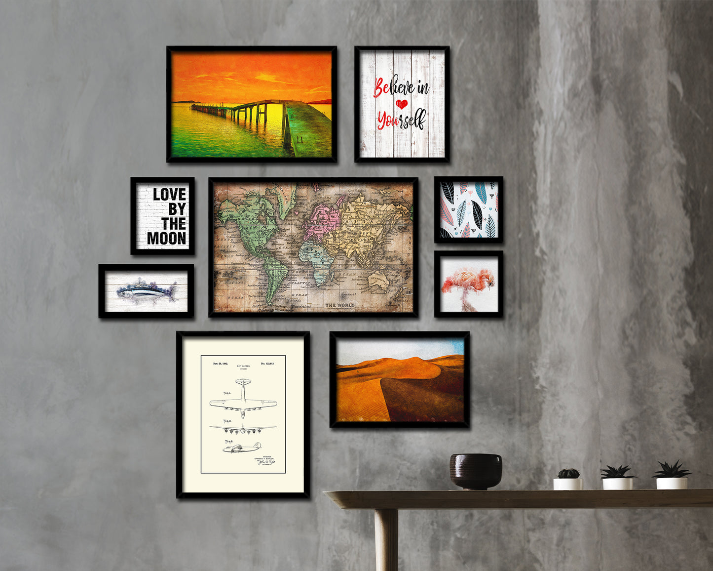 World Mercator Projection Circa 1860 Antique Map Framed Print Art Wall Decor Gifts