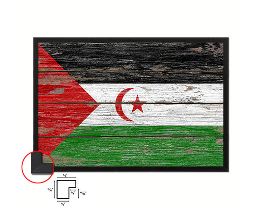 Sahrawi Arab Democratic Republic Country Wood Rustic National Flag Wood Framed Print Wall Art Decor Gifts
