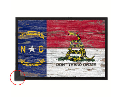 Gadsden Don't Tread On Me North Carolina State Wood Rustic Flag Framed Print Art