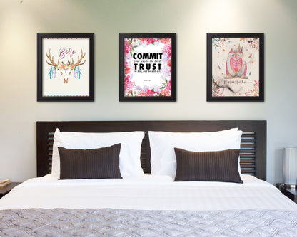 Commit your way to the Lord Quote Wood Framed Print Home Decor Wall Art Gifts