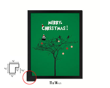 Merry Christmas Tree Holiday Season Gifts Wood Framed Print Home Decor Wall Art