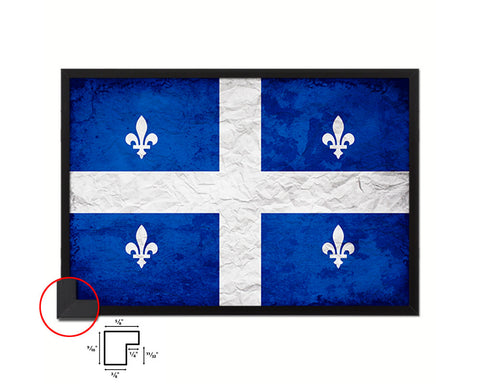 Quebec City Canada Vintage Flag Wood Framed Prints Decor Wall Art Gifts