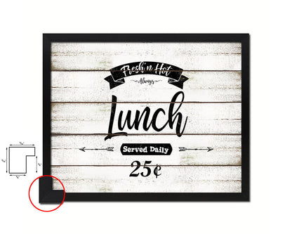 Fresh'n Hot Lunch Vintage Sign Fine Art Paper Prints Wood Frame Wall Art Decor Gifts