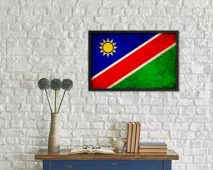 Namibia Country Vintage Flag Wood Framed Print Wall Art Decor Gifts