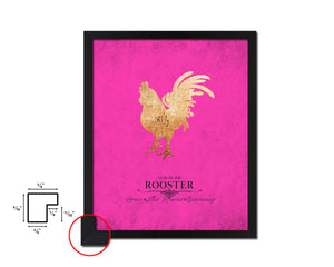 Rooster Chinese Zodiac Character Black Framed Art Paper Print Wall Art Decor Gifts, Pink