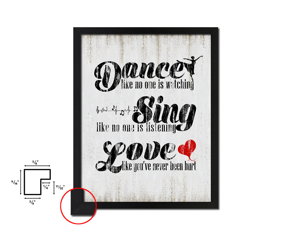 Dance like no one is watching Quote Wood Framed Print Wall Decor Art