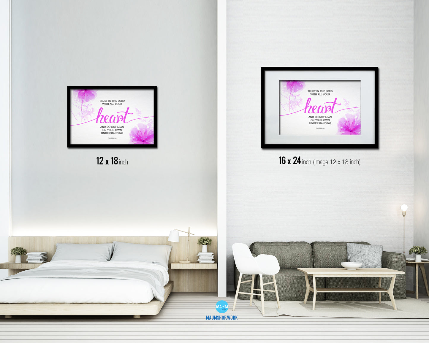 Trust in the Lord with all your Heart, Proverbs 3:5 Bible Verse Scripture Framed Art