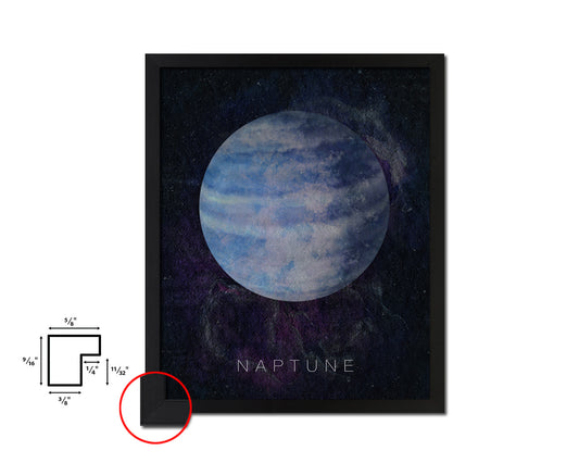 Neptune Planet Prints Watercolor Solar System Framed Print Home Decor Wall Art Gifts
