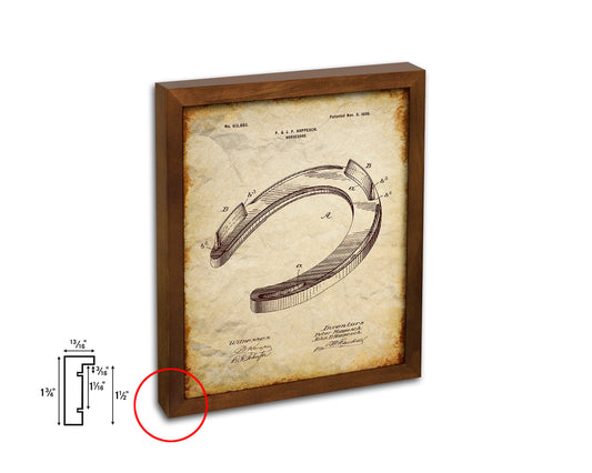 Horseshoe Cowboy Vintage Patent Artwork Walnut Frame Print Wall Art Decor Gifts