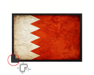 Bahrain Country Vintage Flag Wood Framed Print Wall Art Decor Gifts