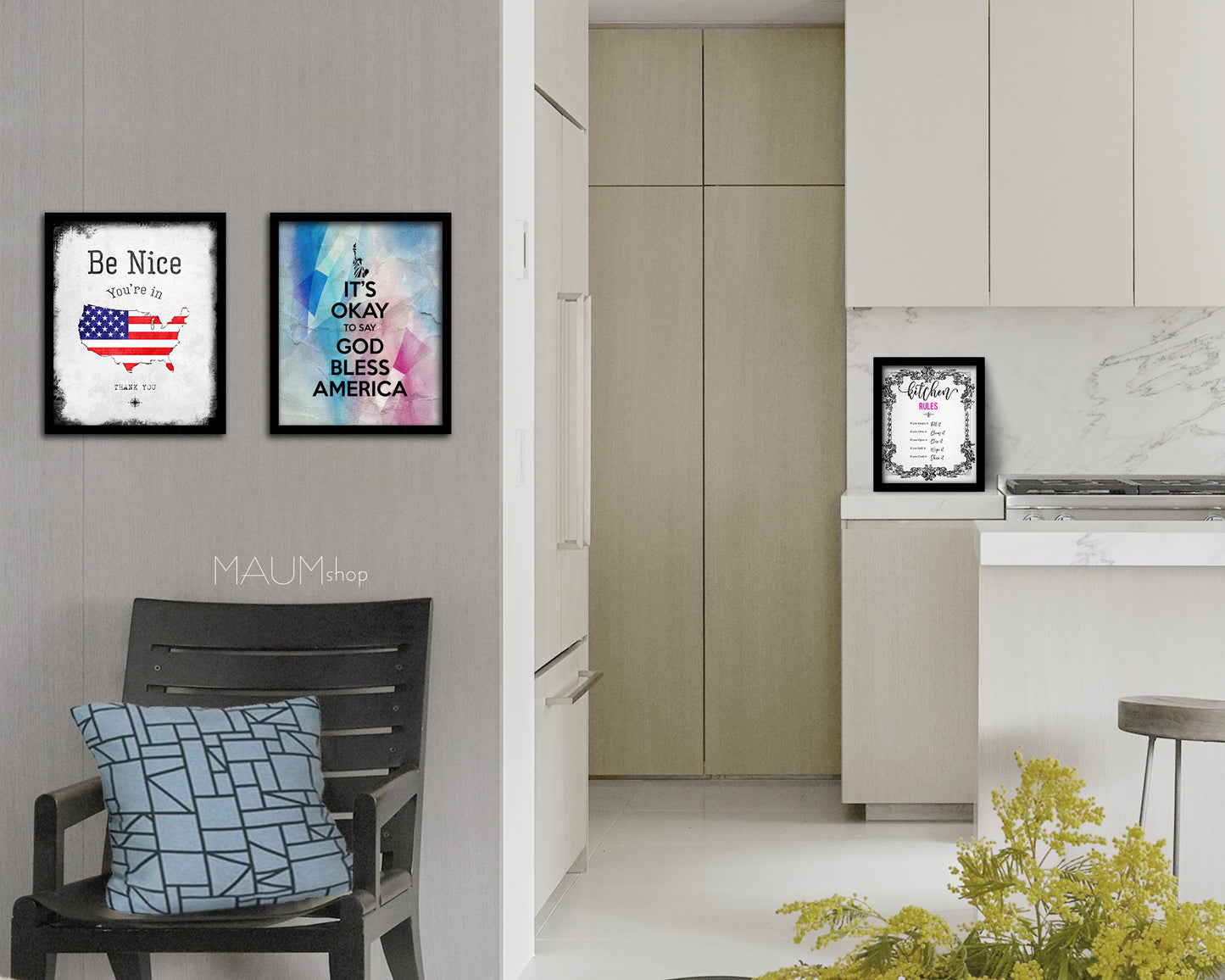 It's okay to say God bless America Quote Framed Print Wall Decor Art Gifts