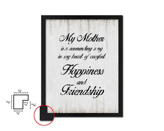 My Mother is a never ending song Quote Wood Framed Print Wall Decor Art